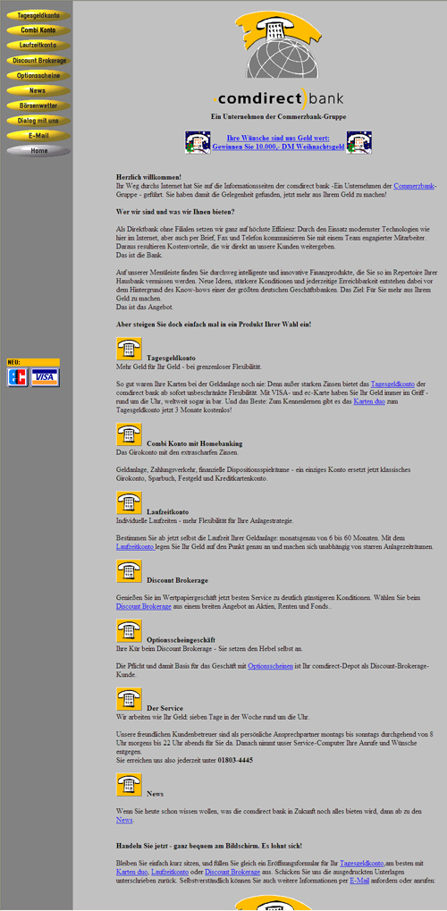 Internetseite der comdirect